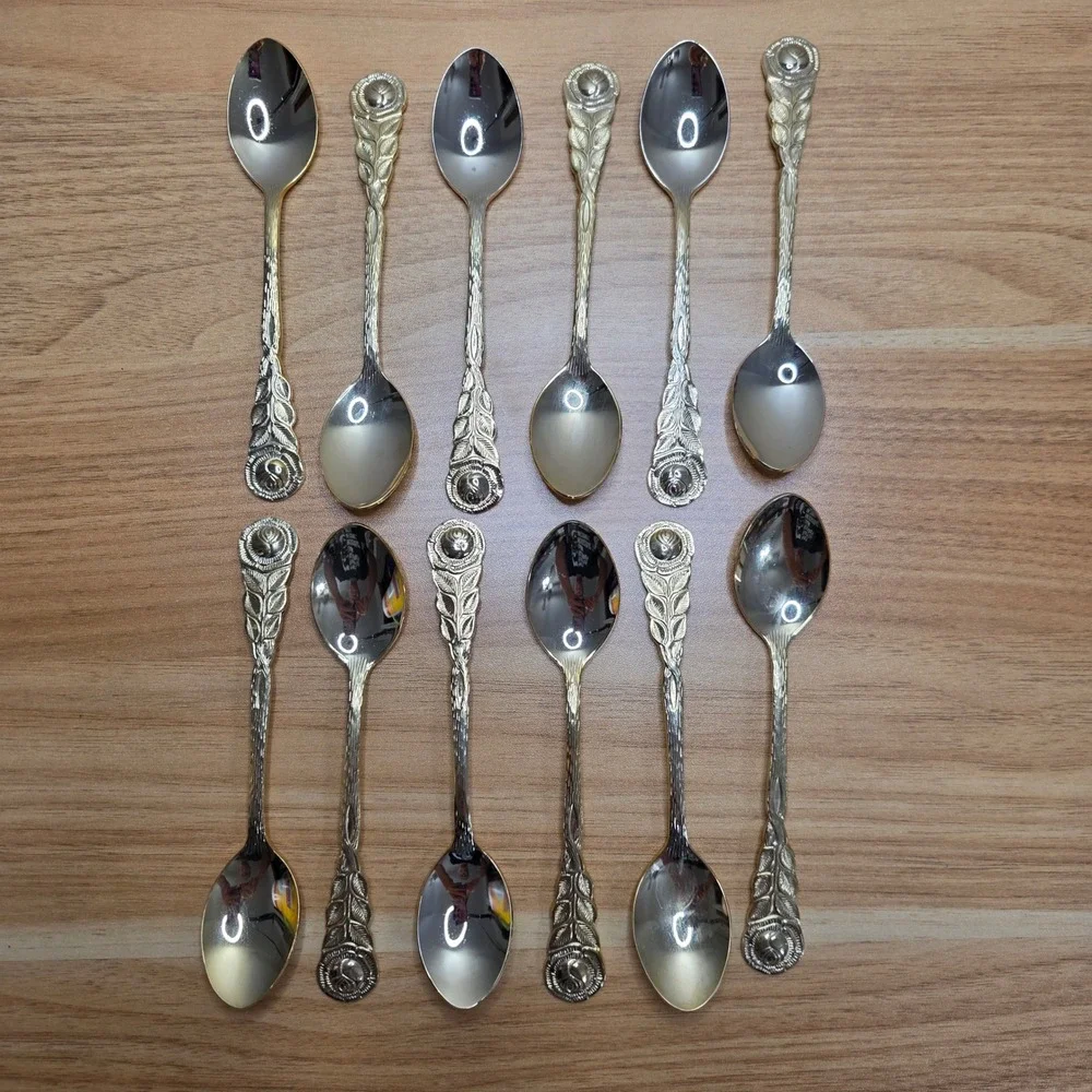 Vintage Rostfrei Esmeyer Gold‎ Electroplate Rose Handled Dessert Set 30 Pieces